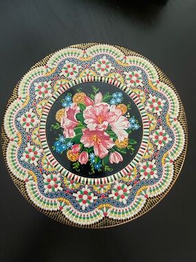 Vintage Decorative tin with floral design by Daher